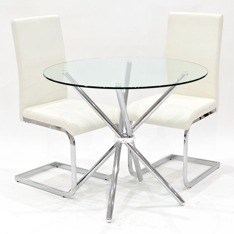 Bilston Dining Set, Grey, Chrome