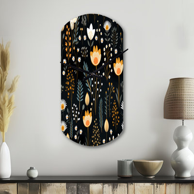 Rustic Black And Yellow Garden Charm - Cylinder Shape Large Black Wall Clock - Unique Shape