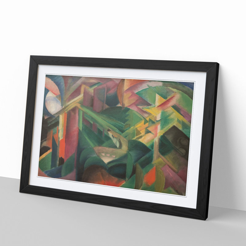 Deer in the Garden by Franz Marc - Picture Frame Painting, Black, 48cm H x 65cm W x 2cm D