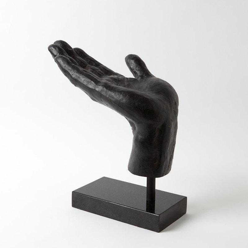 Traditional Bronze Finish Metal Open Hand Statue 14.75"L