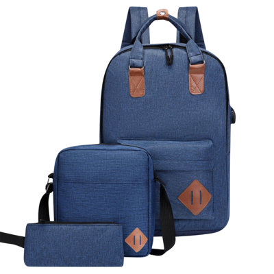 Backpack Backpack Three Piece Set, Large Capacity USB Student Backpack, Suitable For School And Outdoor Travel, Computer Bag For Men And Women With Large Capacity