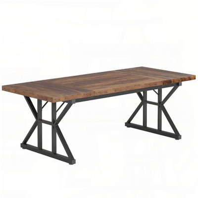 X-Shaped Design Farmhouse Dining Table (Seats 6)