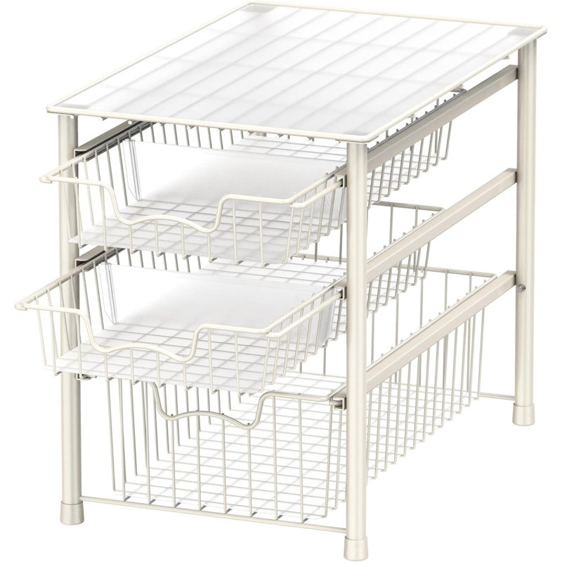 Tiroir de rangement 3 paniers empilables pour la salle de bain et la cuisine, blanc