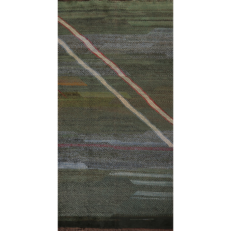 Tapis persan vert fait à la main Gabbeh 5 x 10
