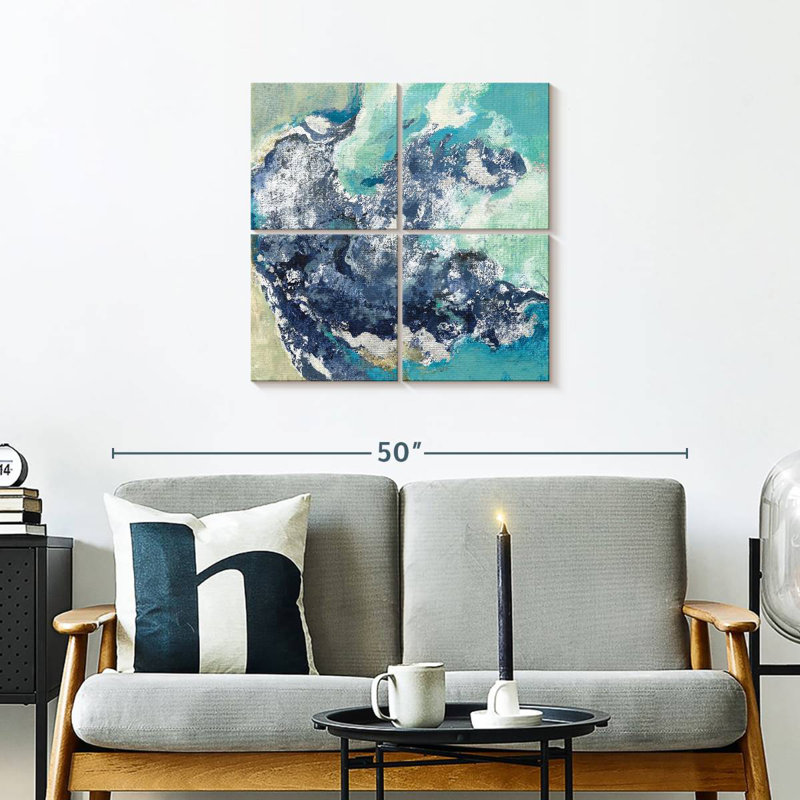 Turquoise abstrait, H 26 po x l 26 po