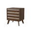 Table de chevet à deux tiroirs de couleur noyer, armoire de chevet moderne de style médiéval, table de chevet avec poignées en métal, unité simple