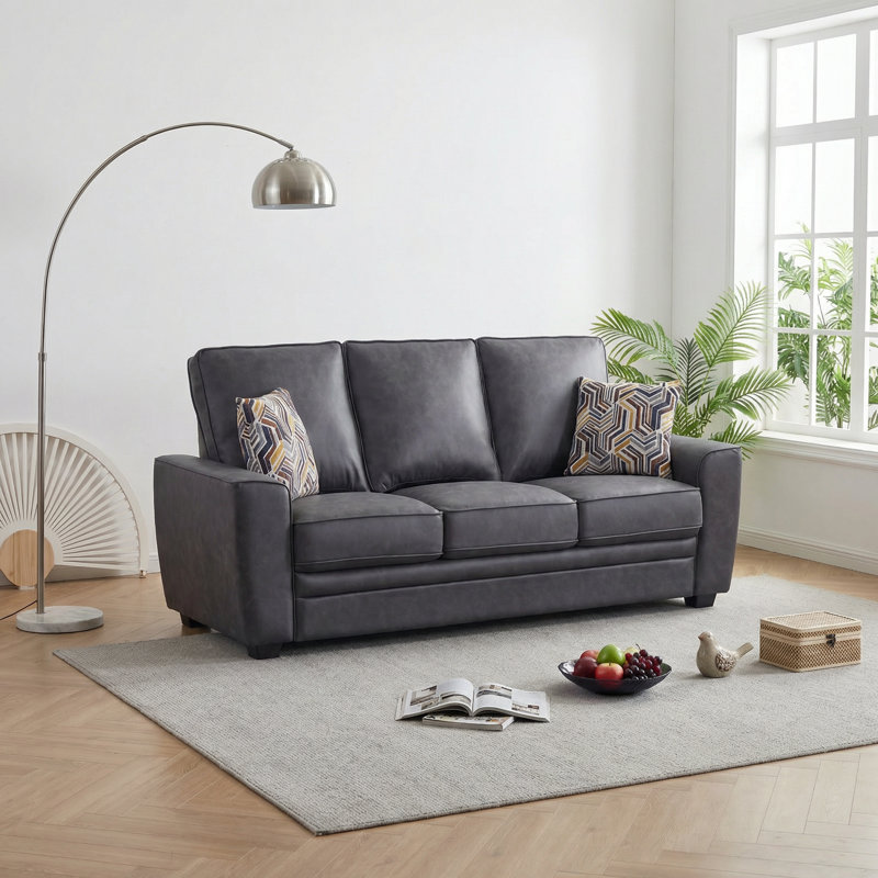 Canapé 80,3 po en tissu technique moderne avec coussin, Gris