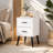 Modern 2-Drawer White Nightstand With Metal Legs And Handles For Bedroom Or Living Room