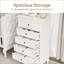 Commode, commode de rangement blanche moderne à 5 tiroirs avec pieds en bois massif | Blanc | Bois