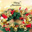 Couronne de Noël pré-éclairée de 18 pouces avec nœud rouge pour porte d'entrée, fenêtres, mur, décoration de manteau de cheminée