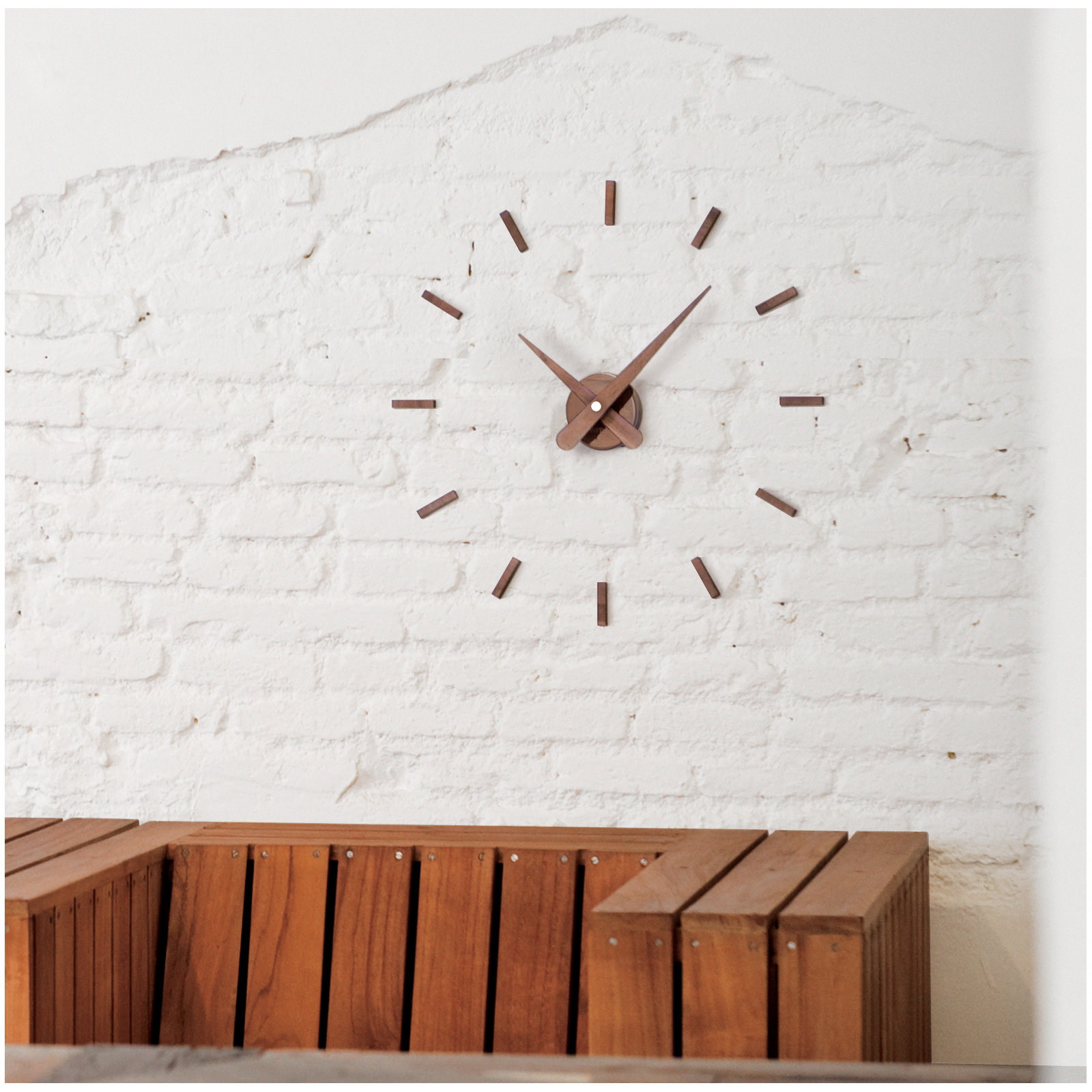 Sunset 19.68'' Solid Wood, Metal Wall Clock, Walnut