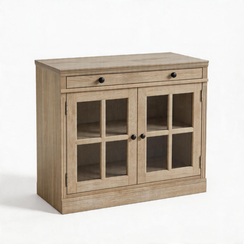 Buffet 35,4 "avec portes en verre et tiroir de rangement, buffet moderne pour la salle à manger, armoire de rangement pour la cuisine