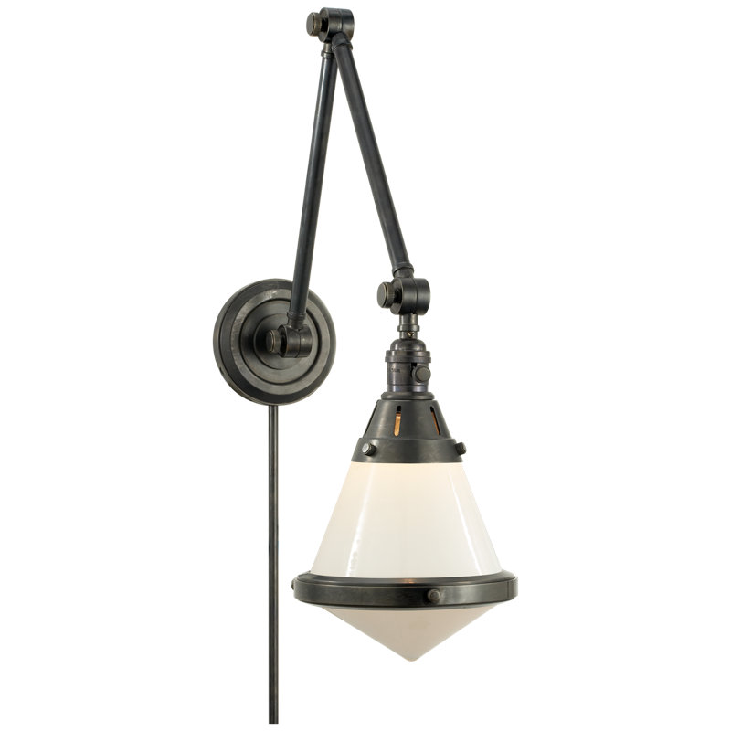 Thomas O'Brien Gale Library Wall Light, White Glass, Bronze