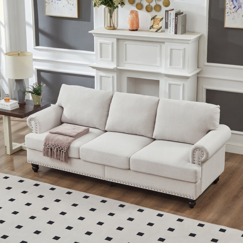 Canapé en tissu rembourré 83 po, Beige