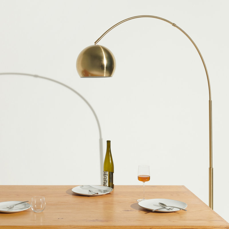Adjustable Brass Arc Floor Lamp with Marble Base