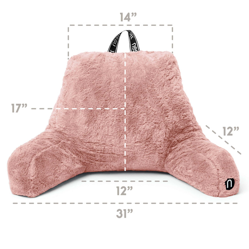 Faux Fur Reading Backrest Pillow, Peach Beige
