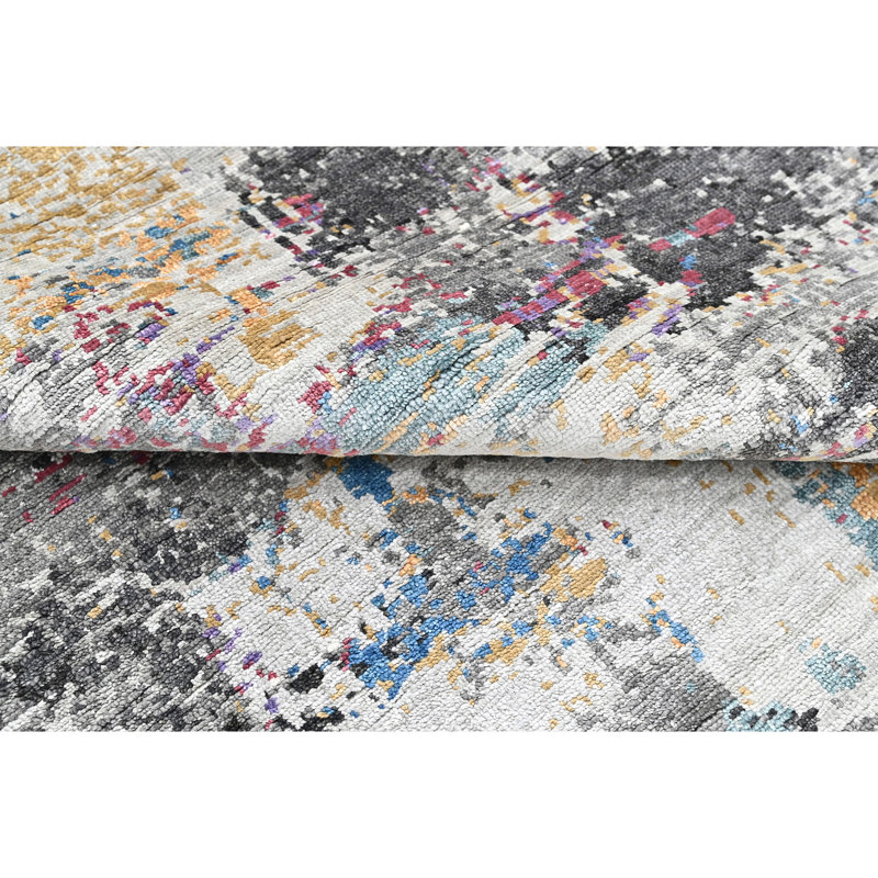 High-Quality Hand-Knotted Charcoal And Grey Area Rug