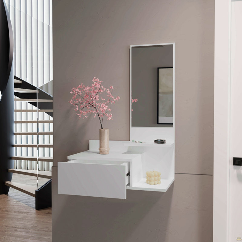 Floating Hallway Cabinet, White