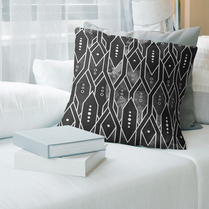 Katelyn Elizabeth Geometric Linen Reversible Throw Pillow, No Fill, Black, Cotton Twill