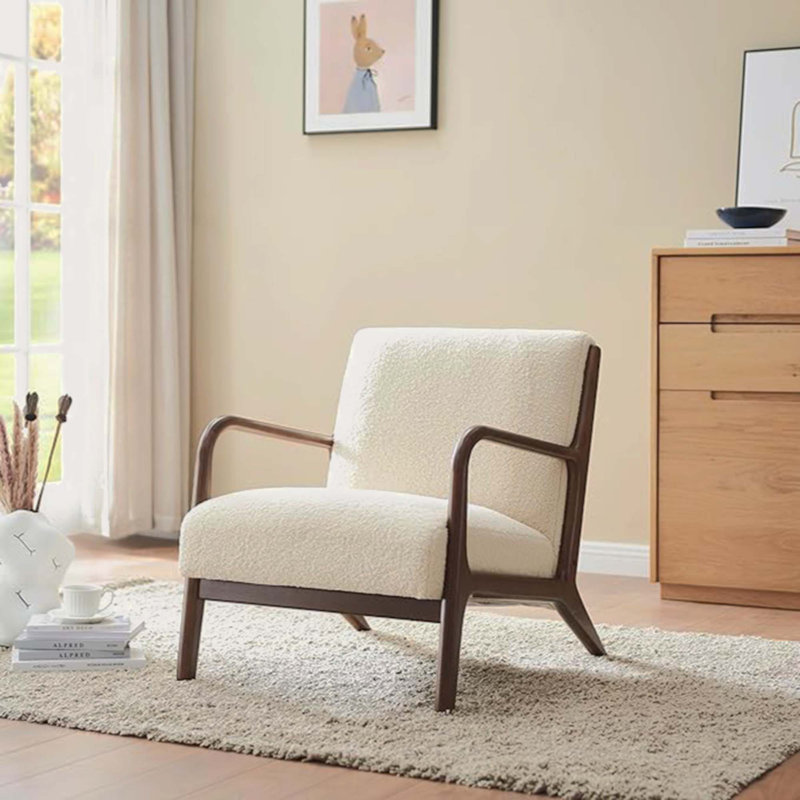 Jenasys Upholstered Accent Chair, White Sherpa
