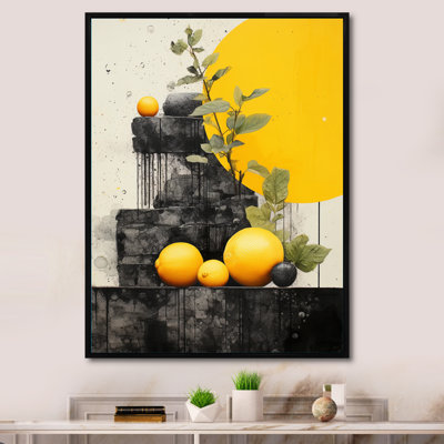 «Lamier Yellow Pottery Gray Abstract Still Lifes I», reproduction d'art sur toile
