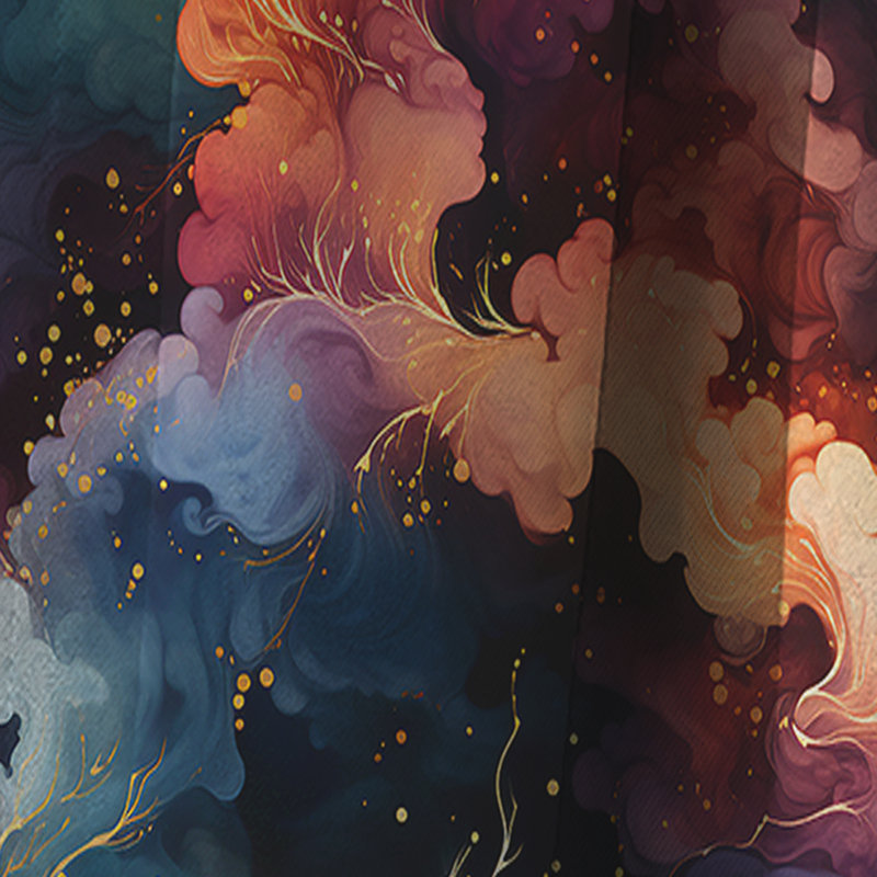 Motif de voyage bleu et mauve Cosmic Voyage - Rideau occultant en marbre abstrait - 1 panneaux, L 52 po x L 84 po