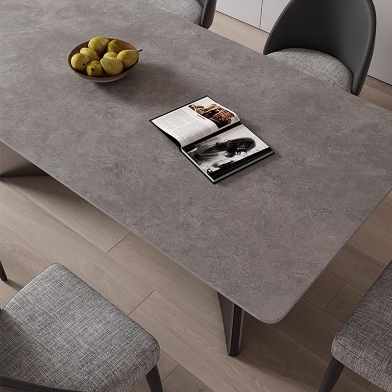 Modern Marble Dining Table Stainless Steel Base, 29.5"H x 63"L x 31.5"W