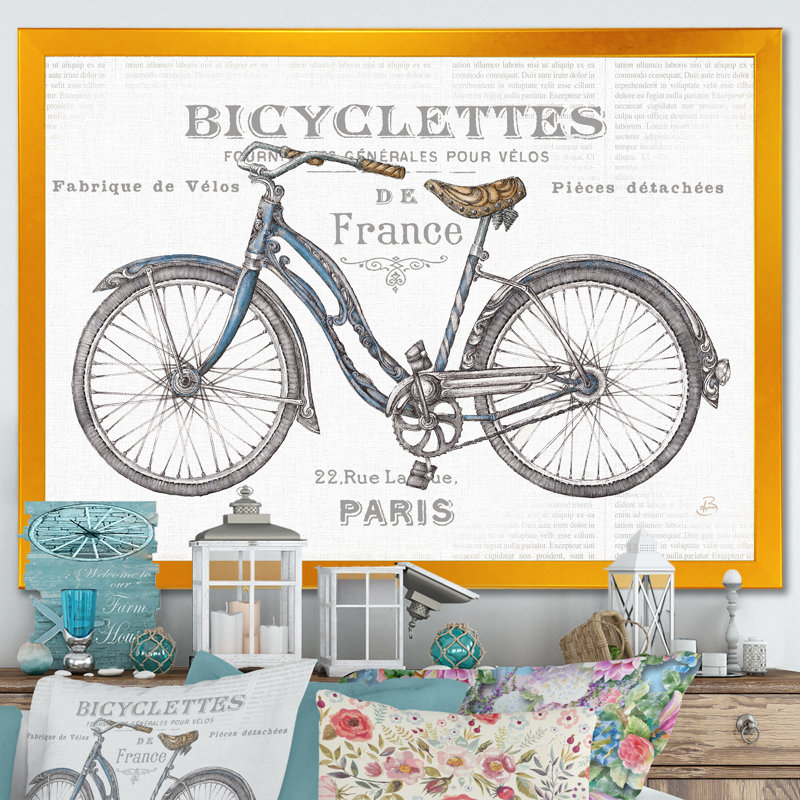 « paris france bicyclettes »-cadre photo sur toile, H 36 po x l 46 po x P 1,5 po, Cadre doré