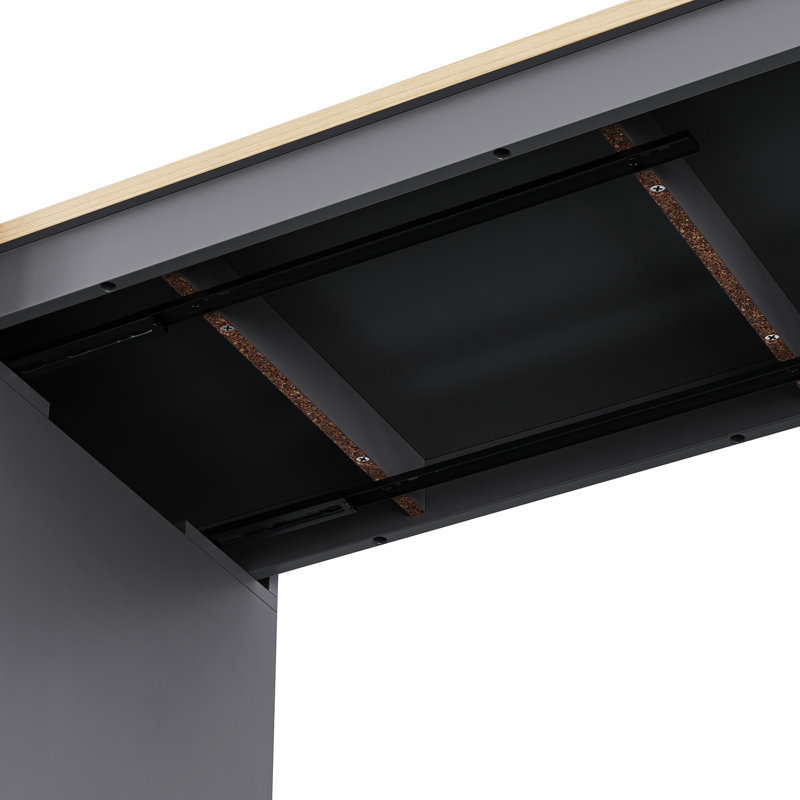 Îlot de cuisine gris à 4 portes avec rangement et table extensible