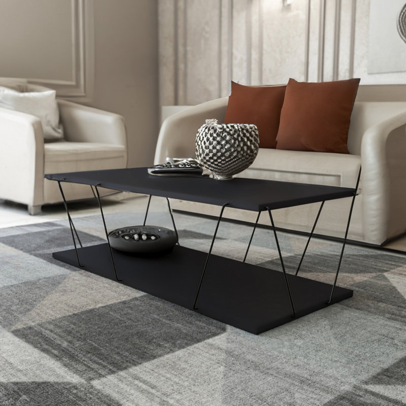 Table basse avec rangement Cashlyn, Noir mat
