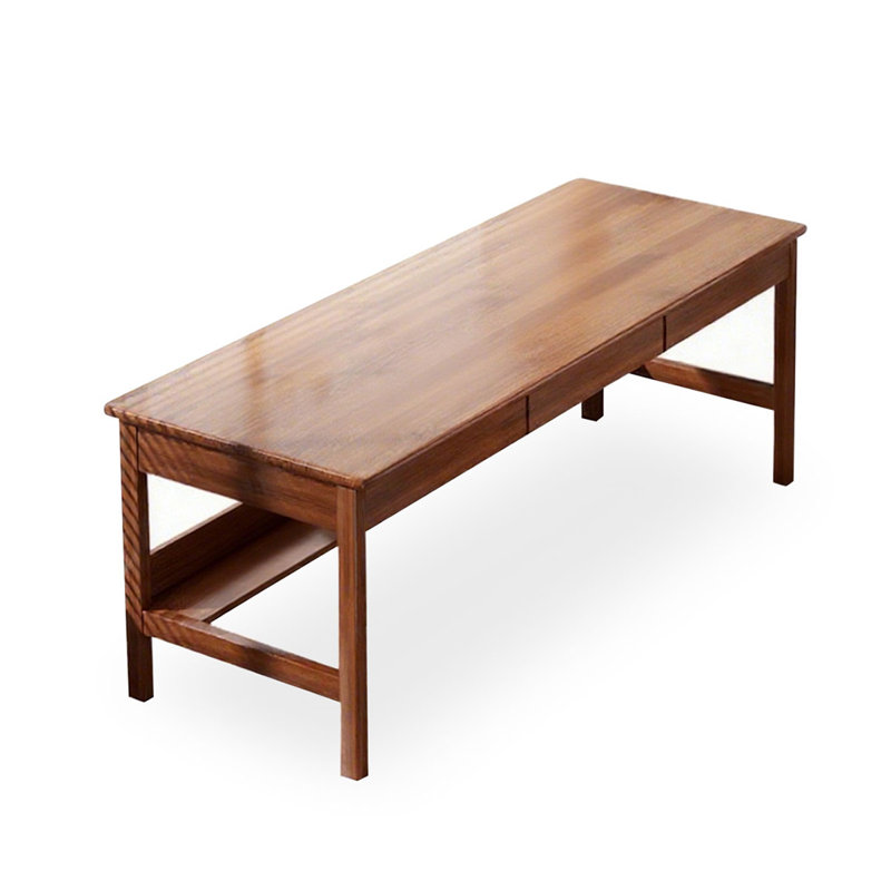 Bureau rectangulaire à 3 tiroirs en bois massif brun noisette, H 29,53 po x l 70,87 po x P 23,62 po