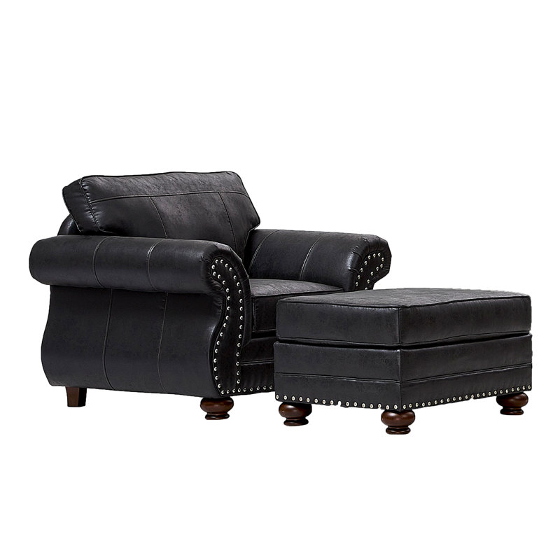 Fauteuil avec repose-pieds de 47 po Macalla, Noir