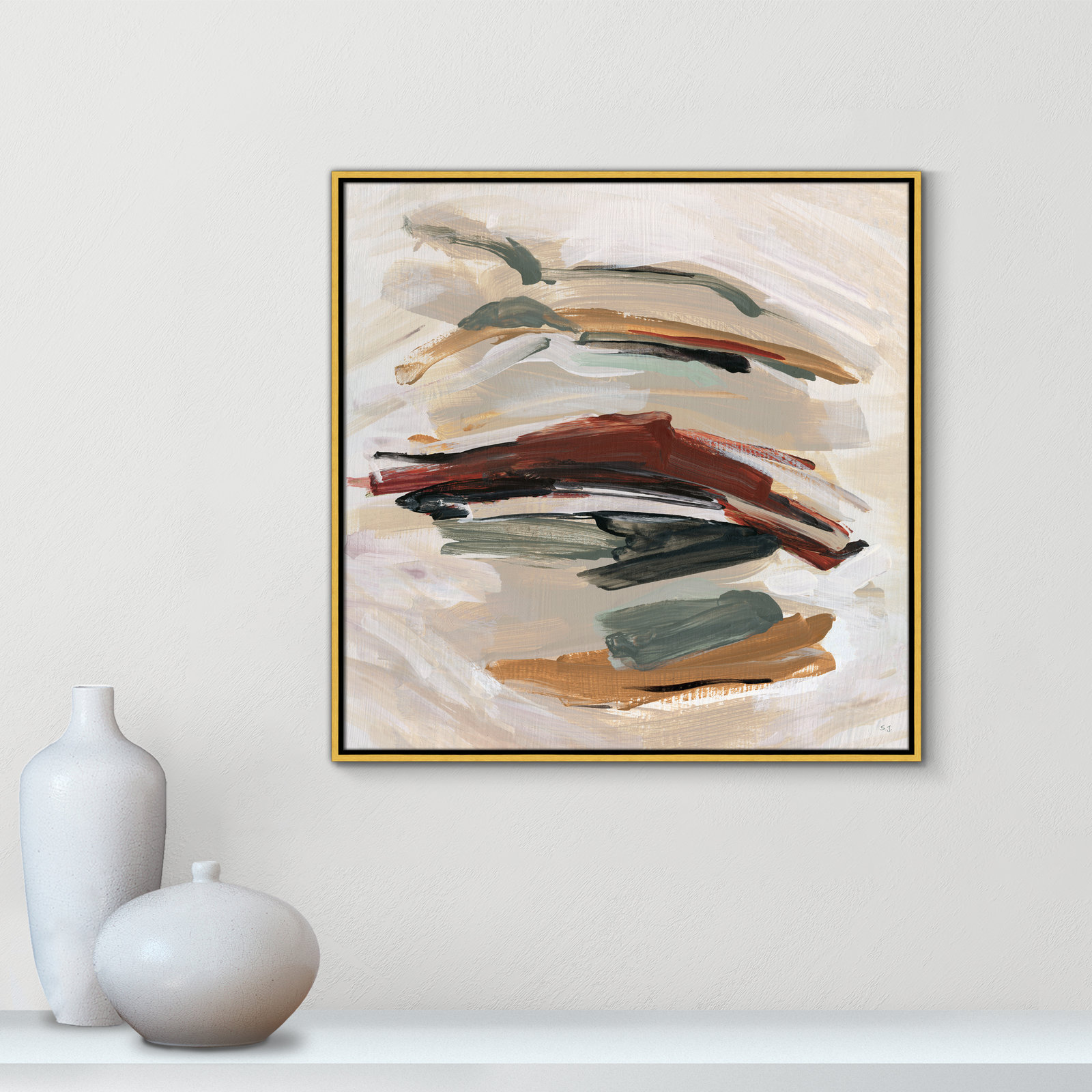 Carmina "Spring Shadows" Painting by Susan Jill, Gold , 31.5" H x 31.5" W 