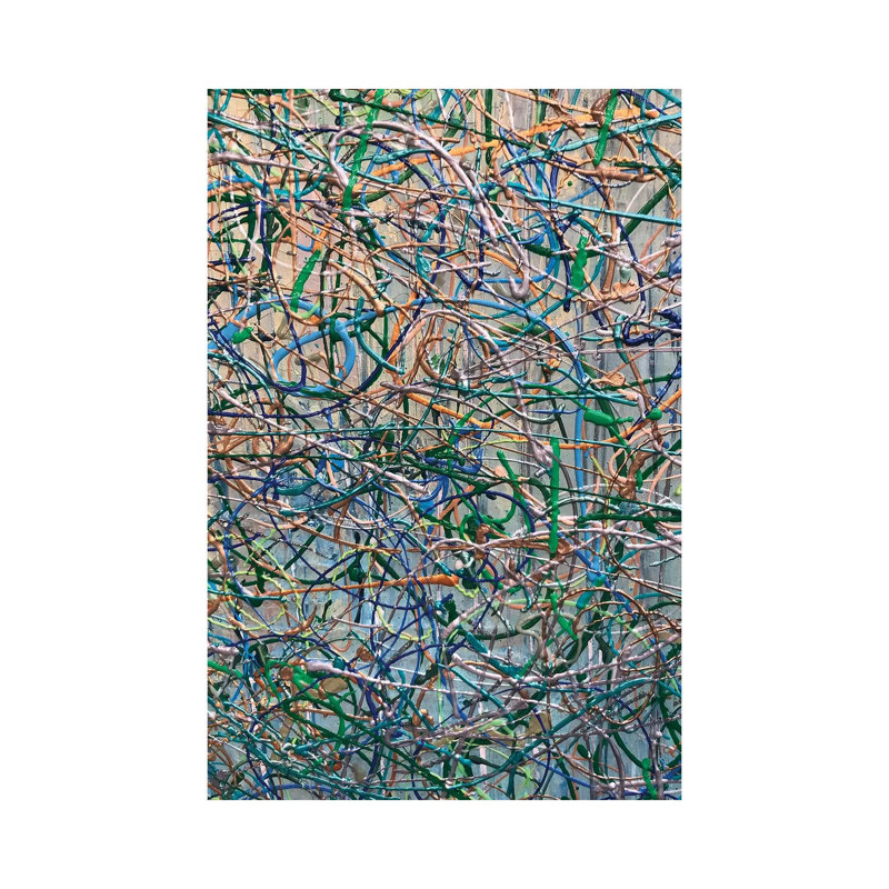 Gold Aqua Jackson Pollock Inspired III by Irena Orlov - Wrapped Canvas Print, 20.32 cm H x 30.48 cm W