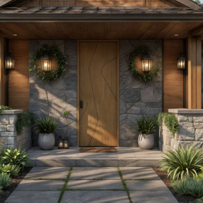 Porte à panneau 96 po Veyra Slab Only Acajou - Contemporain, moderne, brut
