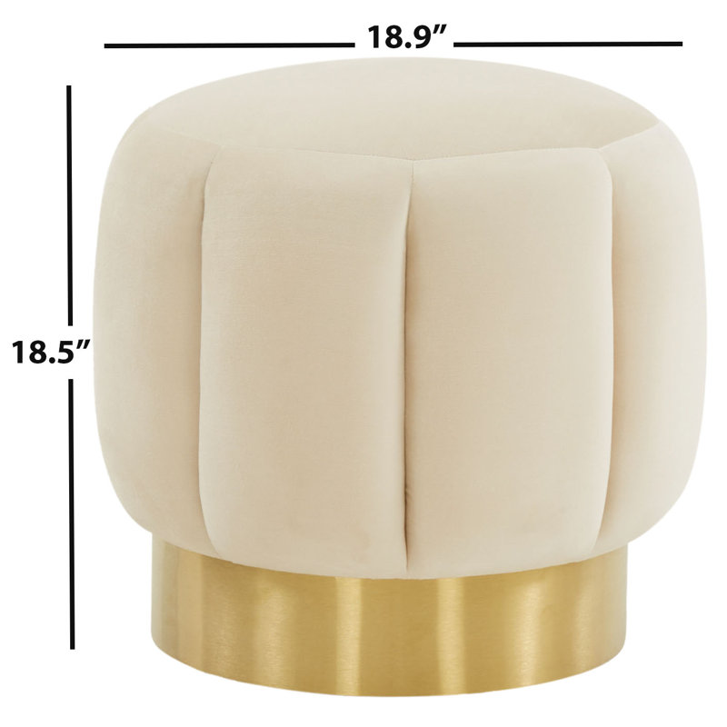 Maxine Round Ottoman, Cream Velvet