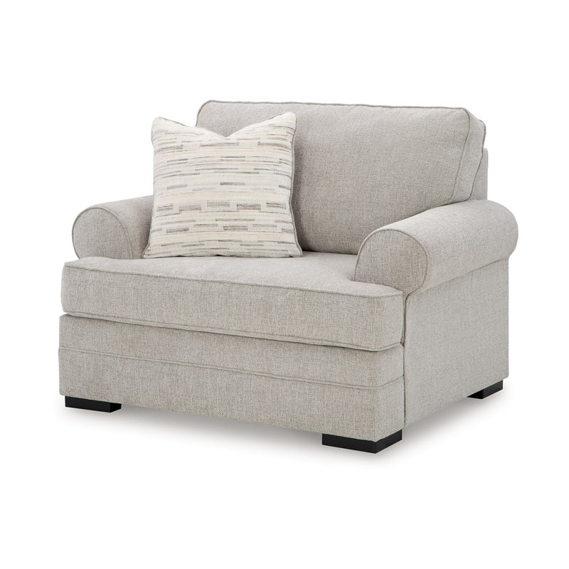 Fauteuil surdimensionné Shelyn, coussin décoratif, polyester textures gris sable