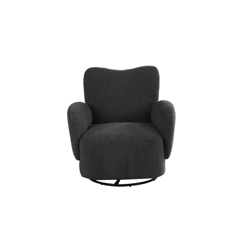 Chaise avec accoudoirs pivotante en tissu Atlas, H 28 po x l 44,9 po x P 38,6 po, Noir