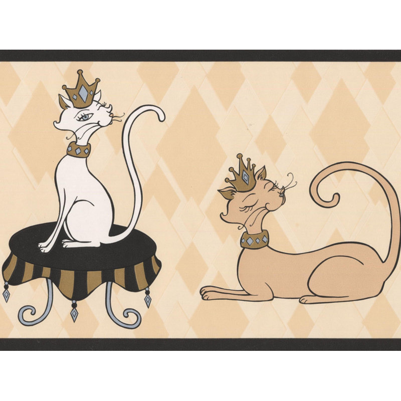 Chats royaux avec bordure murale couronne