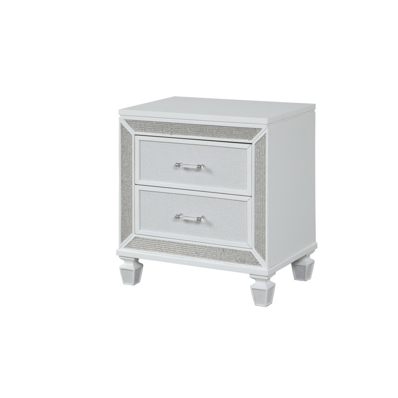 Crystal Modern Style 2-Drawer Nightstand Made With Wood Finished