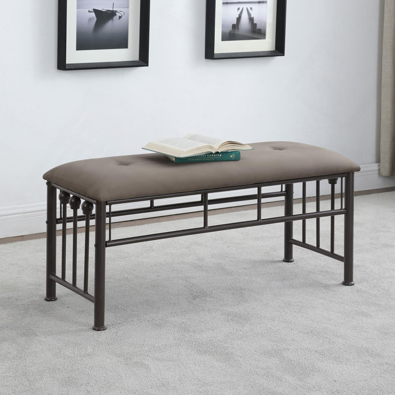 Banc rembourré brun et bronze foncé