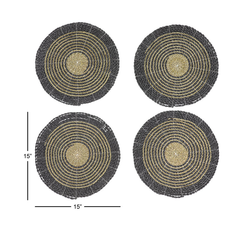 Napperons à rayures grises et naturelles de 15 po x 0,5 po Doonfin | Ensemble de 4
