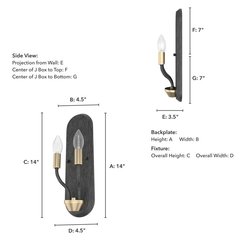 Merlin Aluminum Candle Wall Light, Rustic Iron/Alturas Gold