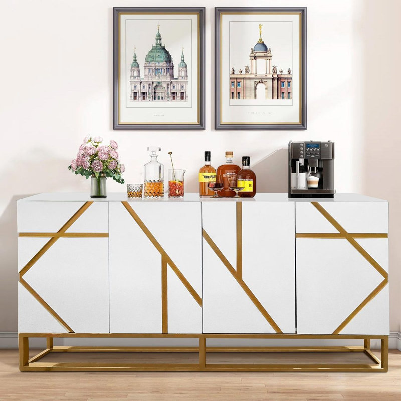 Buffet Timeless avec accent doré - Armoire de salle à manger