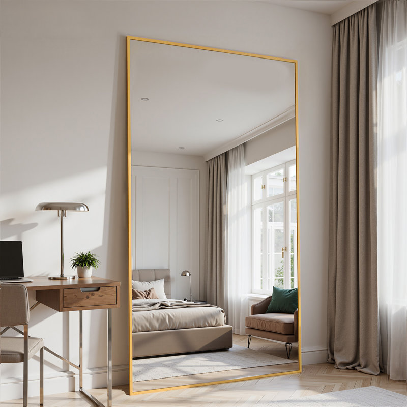 Rectangular Home Full-Length Mirror, Gold, 86" x 46"