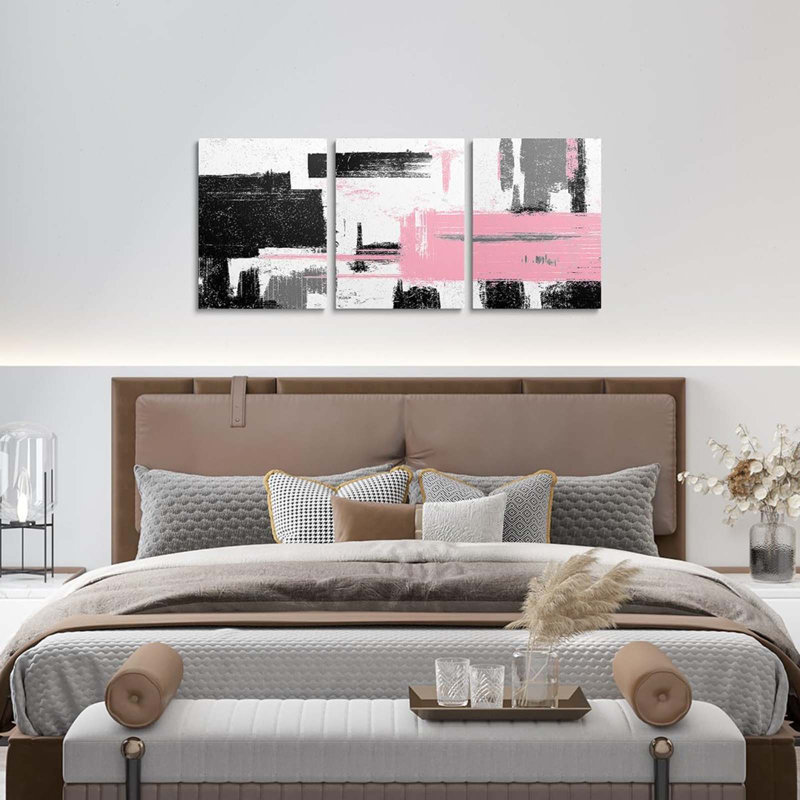 3 Piece Wrapped Canvas Print, Black/White