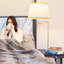 Lampe de chevet DEL moderne 56 po avec abat-jour tambour en tissu et port USB intégré Madison