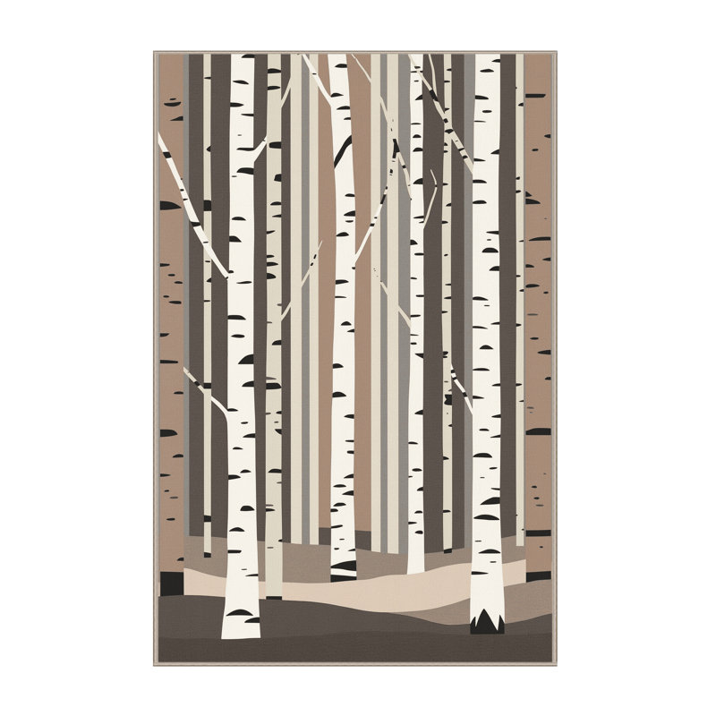 Tapis à rayures moelleux et moelleux de style scandinave beige, 7 x 9