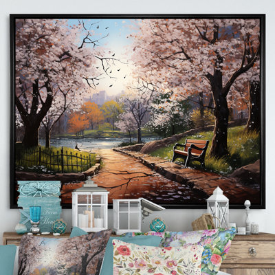 Pink Springtime Park Floral Canopy I - Tree Canvas Wall Art