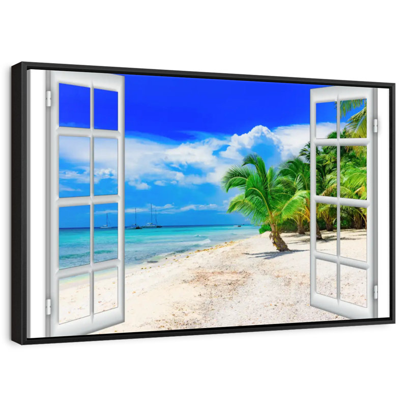 Fenêtre sur Malwae, Cadre flottant noir, 37 po x 25 po